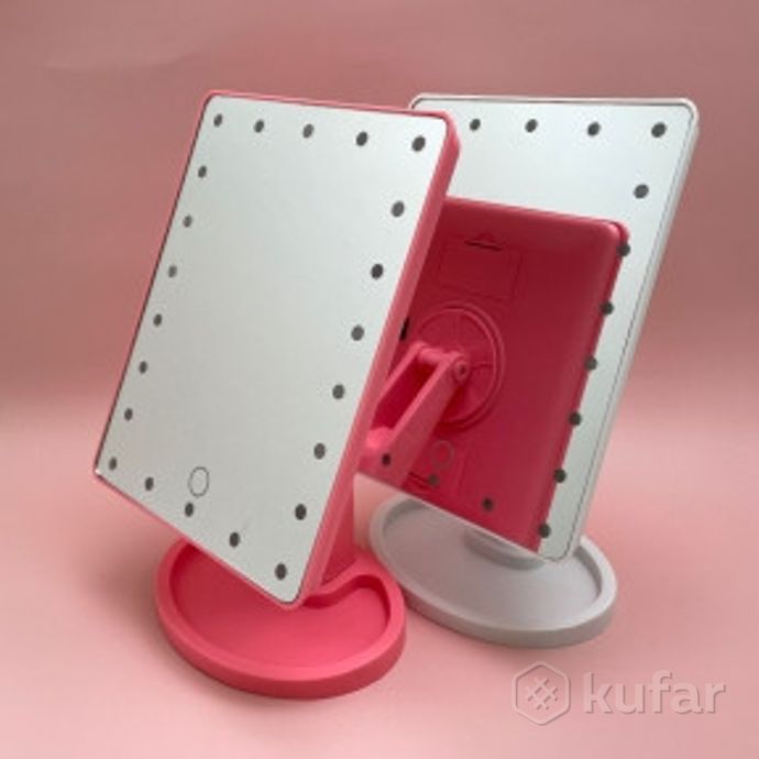 фото акция   безупречное зеркало с подсветкой lange led mirror black/white/pink розовое, батарейка 0