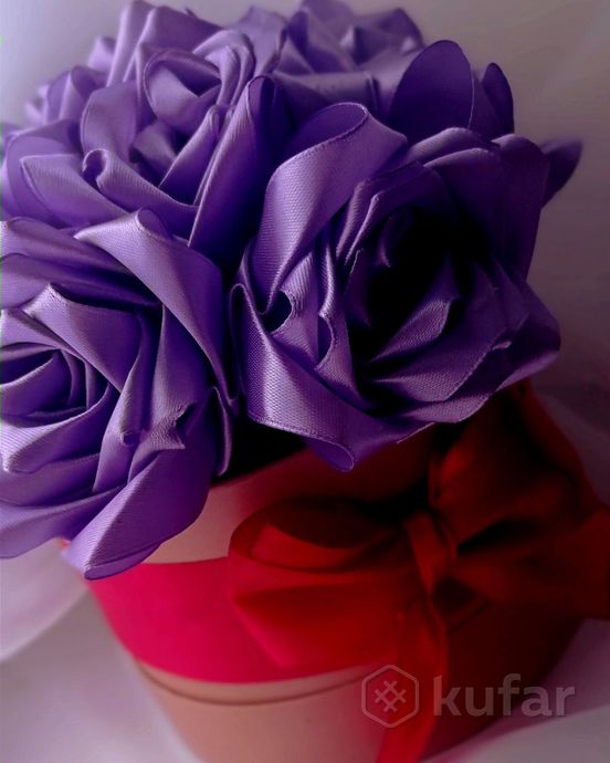 фото розы из атласных лент 1