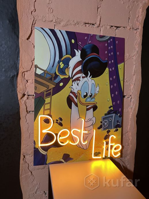 фото картина с неоном ''best life'', 70х50 см 3
