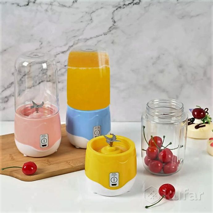 фото портативный мини блендер для смузи и коктейлей portable juice blender dm-888 ( емкость 400 ml) желты 3