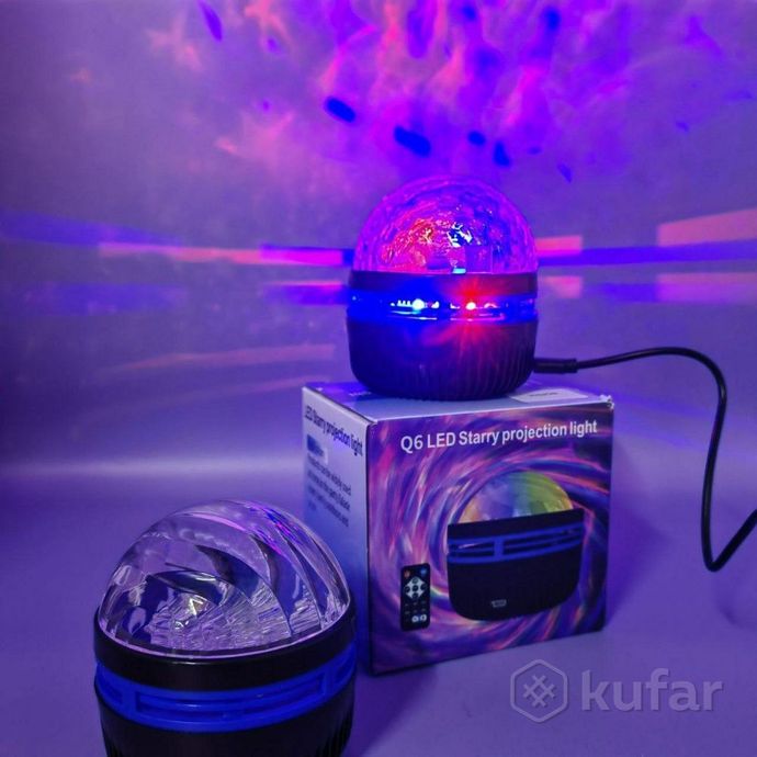фото проектор  ночник мерцание led q6 star light с пультом ду (режимы подсветки, датчик звука) 6