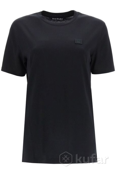 фото футболка acne studios t-shirt with ellison face patch black 0