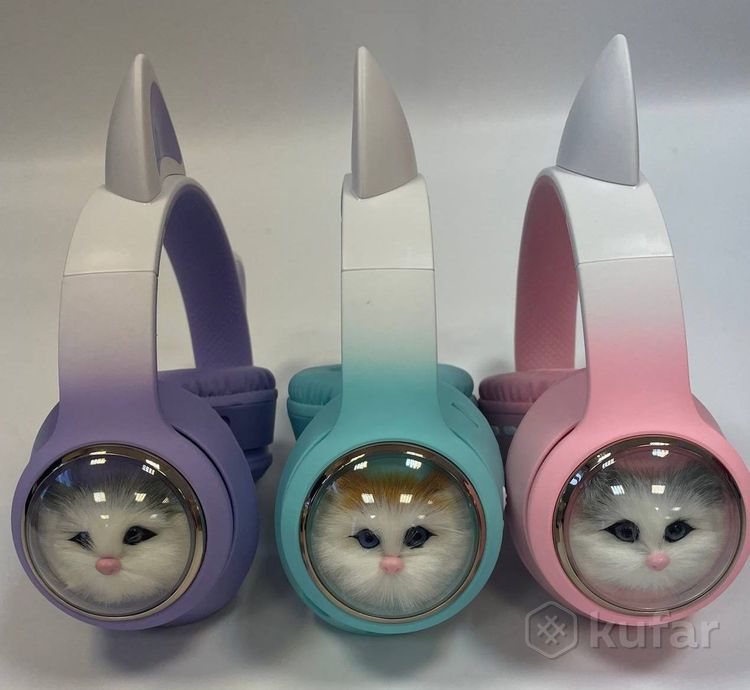 фото наушники беспроводные кошачьи ушки с ушками, akz09 разные цвета, доставка 4