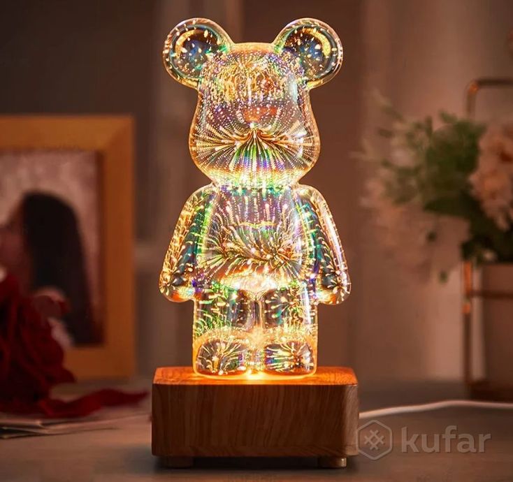 фото ночник 3d мишка bearbrick / светильник детский 8 цветов 0
