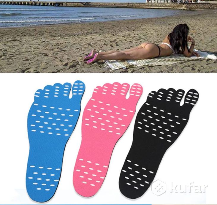 фото наклейки на ступни ног 1 пара для пляжа, бассейна / против песка и скольжения s черный 8
