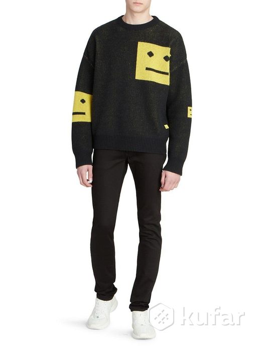 фото  свитер acne studios animation pop face crewneck sweater black yellow 4