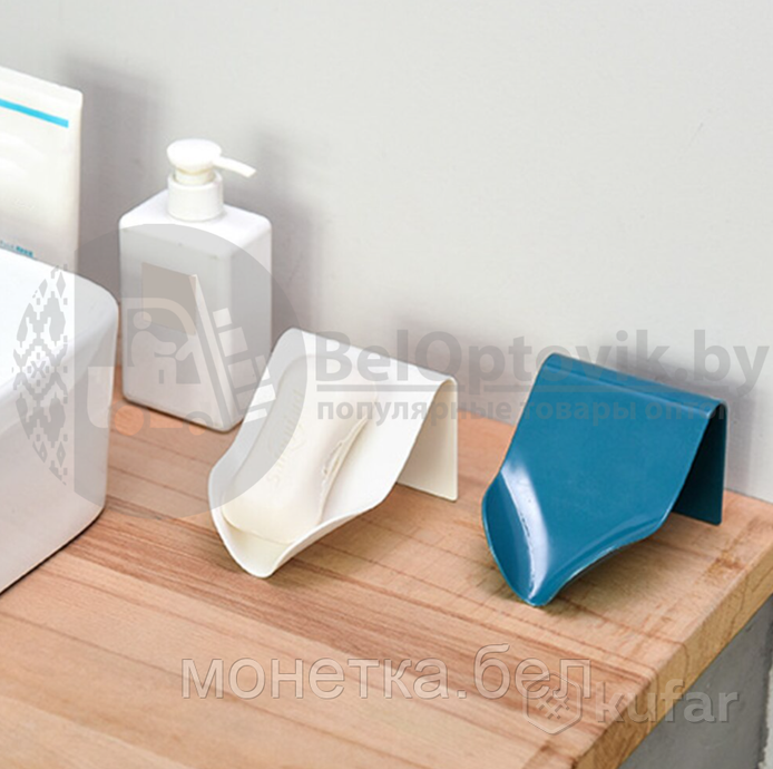 фото мыльница подвесная настенная/держатель пластиковый для мыла  синяя 5