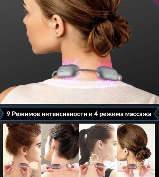 фото электрический импульсный миостимулятор - массажер для шеи cervical massage (4 режимов массажа, 9 уро 8