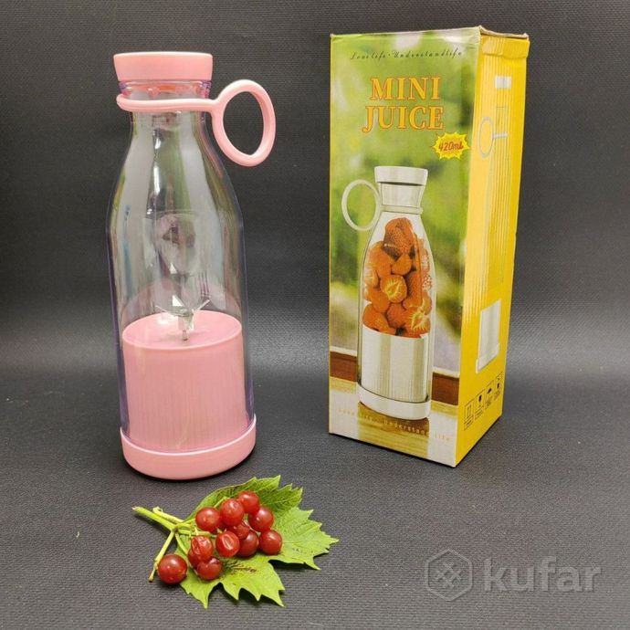 фото портативный ручной бутылка-блендер для смузи mini juiceа-578, 420 ml  белый 4