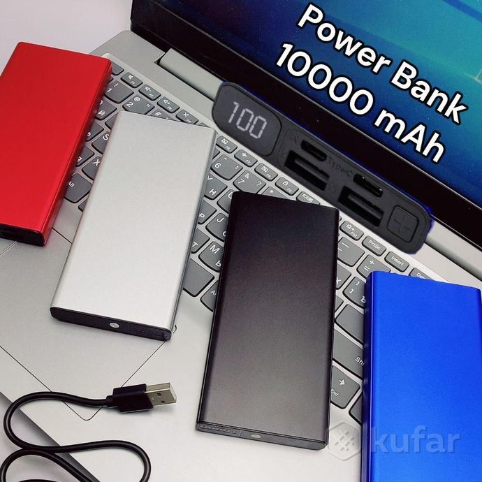 фото портативное зарядное устройство power bank 10000 mah / micro, type c, 2 usb-выхода, красный 8