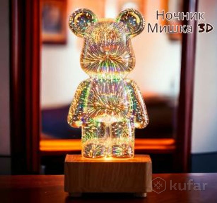 фото ночник 3d мишка bearbrick / светильник детский 8 цветов 0