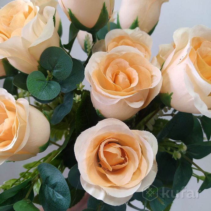 фото букет розы с эвкалиптом 12 голов 50 см 8