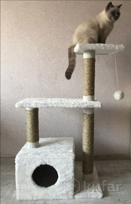фото дом для кошек с когтеточкой 3 уровня  4