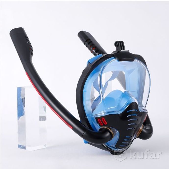 фото new маска для снорклинга с двумя трубками к3-double / полнолицевая маска для плавания с креплением д 3