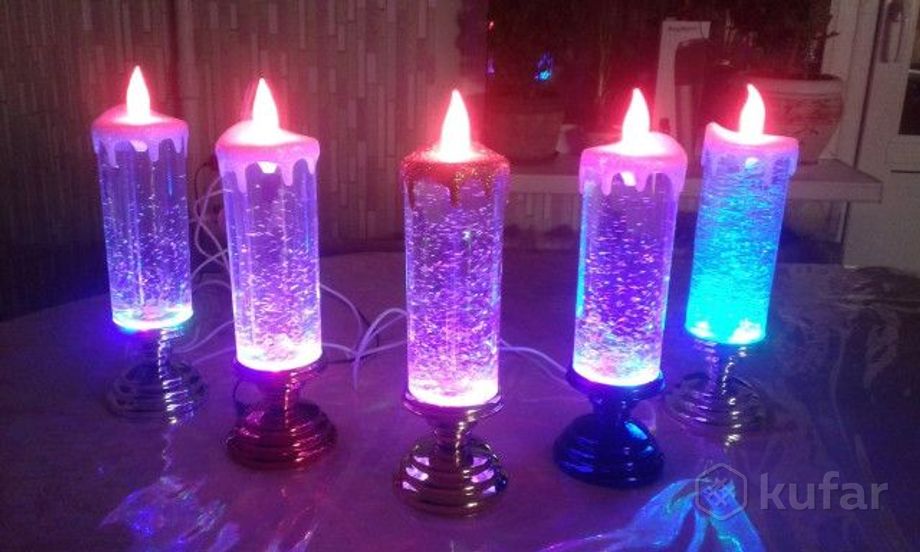 фото светодиодная свеча с блестками. лава лампа - свеча 3