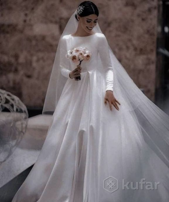 фото свадебное платье атлас новое 0