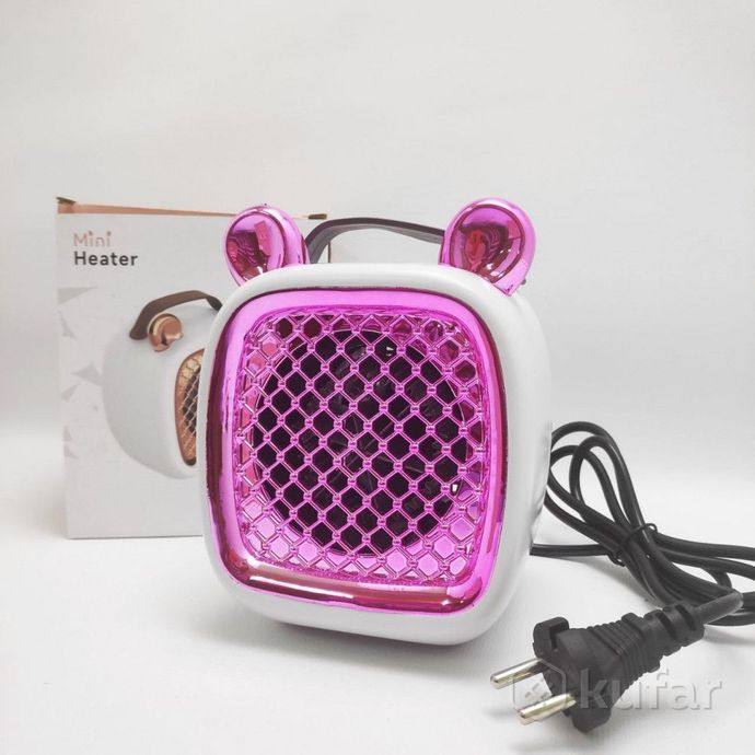 фото миниобогреватель портативный с ушками mini heater розовый 9