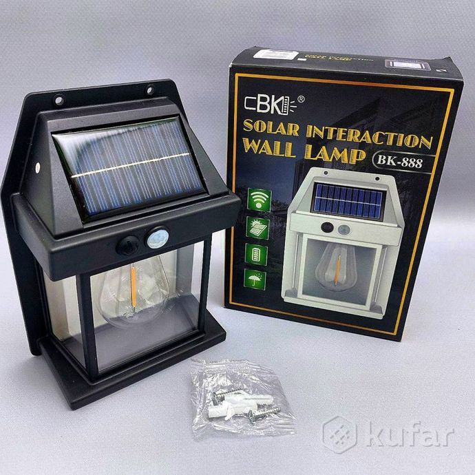 фото светодиодный уличный светильник на солнечных батареях led solar interaction wall lamp bk-888 1w с да 7
