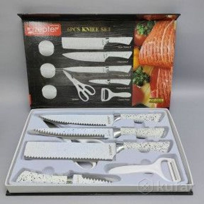 фото набор кухонных ножей из нержавеющей стали 6 предметов zeptep zp-003/ подарочная упаковка 0