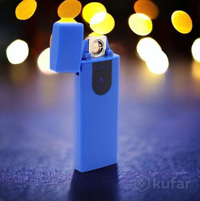 фото зажигалка usb пьезозажигалка usb lighter (беспламенная, перезаряжаемая), синий 0