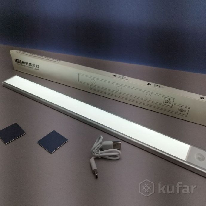 фото беспроводная лампа с датчиком движения usb led cabinet sensor light 40 см. 5