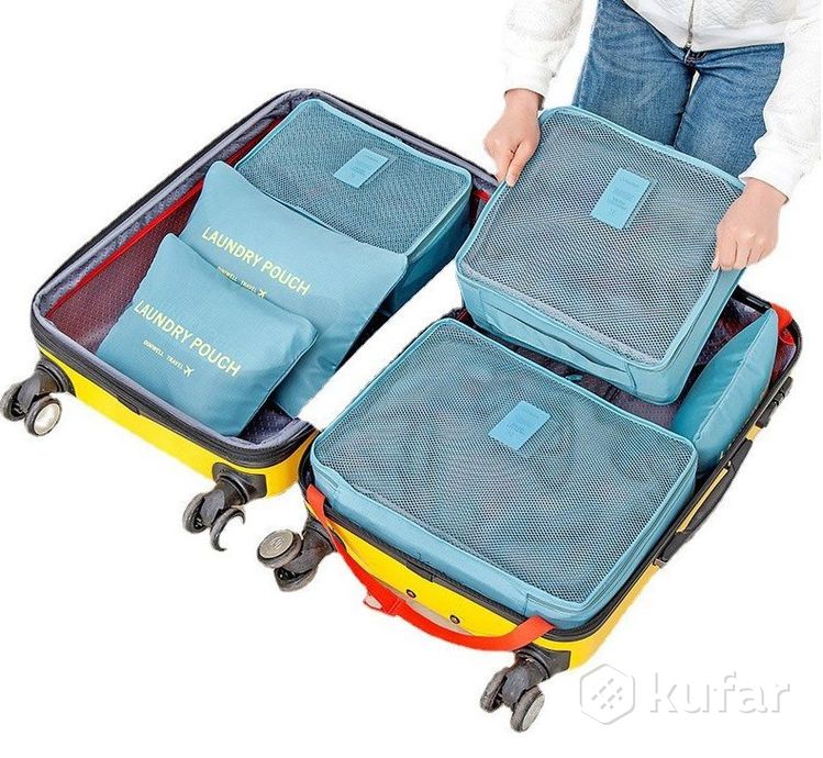 фото набор дорожных органайзеров laun drypouch travel 6 штук разных размеров  голубая 4