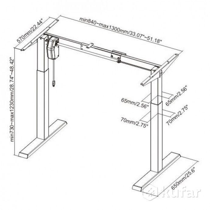 фото стол с регулируемой высотой electric desk compact white 136*80*3,6 1