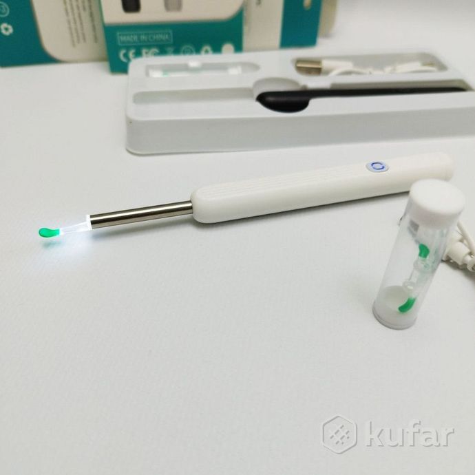 фото умная ушная палочка с камерой (отоскоп) для чистки ушей wireless visual earpick ne3 белый 8