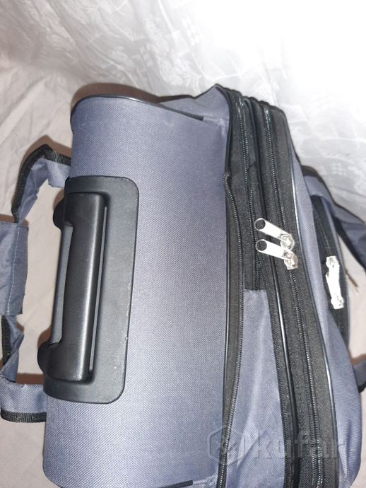 фото дорожная сумка- чемодан на колёсах серая,бордо. 7