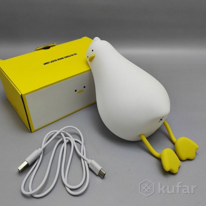 фото светильник - ночник силиконовый сонный гусь duck sleep lamp (usb, 3 режима, таймер 30 мин) 7