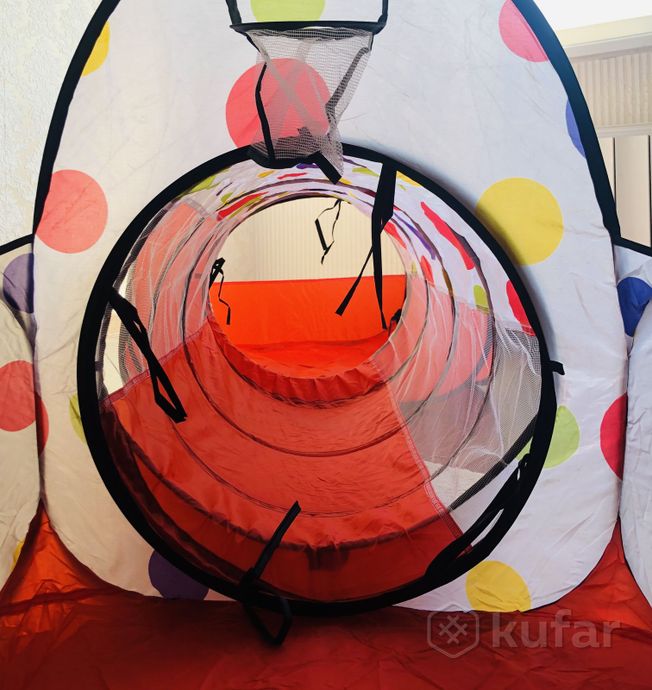 фото детская игровая палатка домик с бассейном и тоннелем (280 см общая длины) 5
