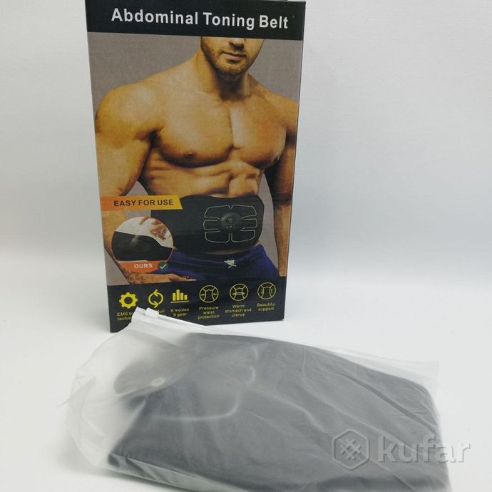 фото массажер электрический миостимулятор живота ems abdominal toning belt для мужчин и женщин (8 режимов 2
