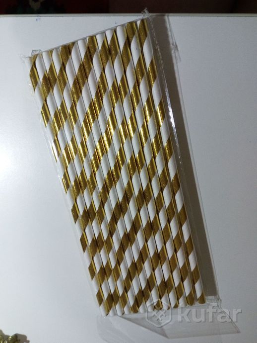фото трубочки для коктейля ''спираль'' золото       0