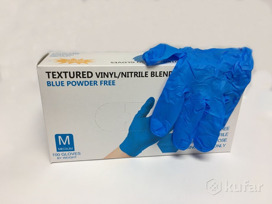 фото текстурированные перчатки (голубые) wally plastic 2