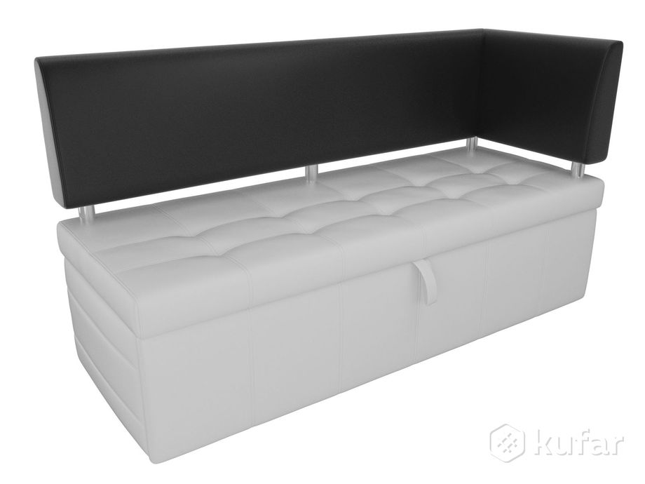фото кухонный прямой диван стоун с правым углом белый/черный - лига диванов 2