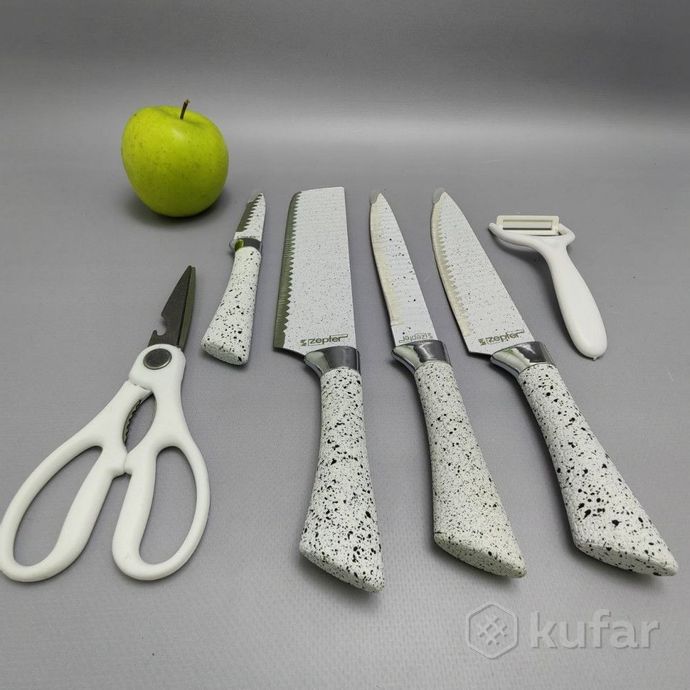 фото набор кухонных ножей из нержавеющей стали 6 предметов zeptep zp-003/ подарочная упаковка 2