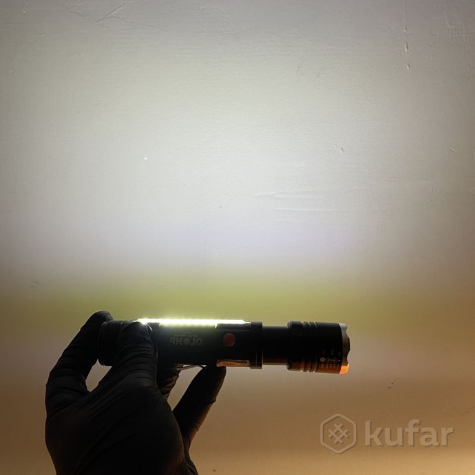 фото фонарь ручной, аккумуляторный, светодиодный, на магните, многорежимный, мощный / police h-685  3