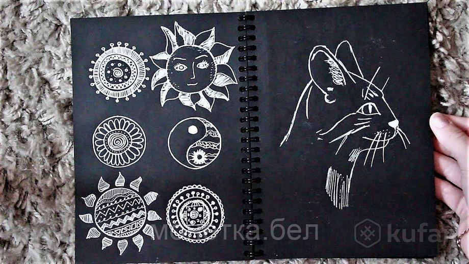 фото скетчбук блокнот ''sketchbook'' для рисования + белая ручка (а5, плотные листы, чёрная бумага, спира 2