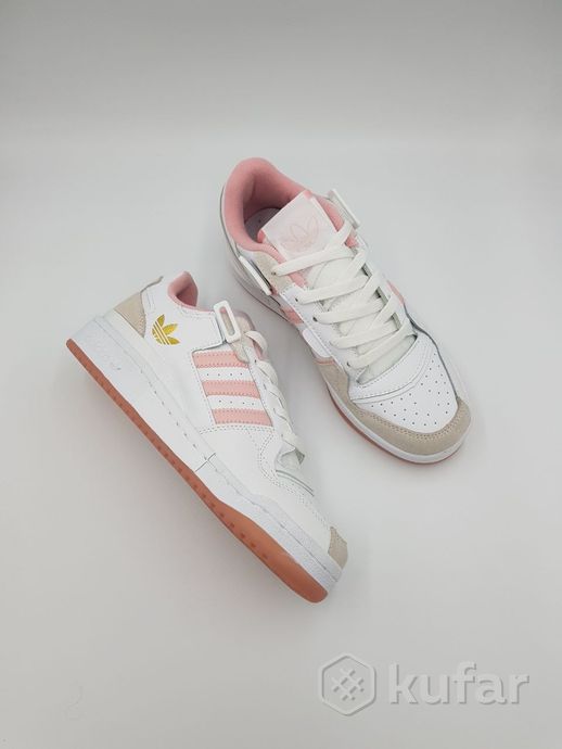 фото кроссовки женские adidas forum low / подростковые /бело-розовый 0