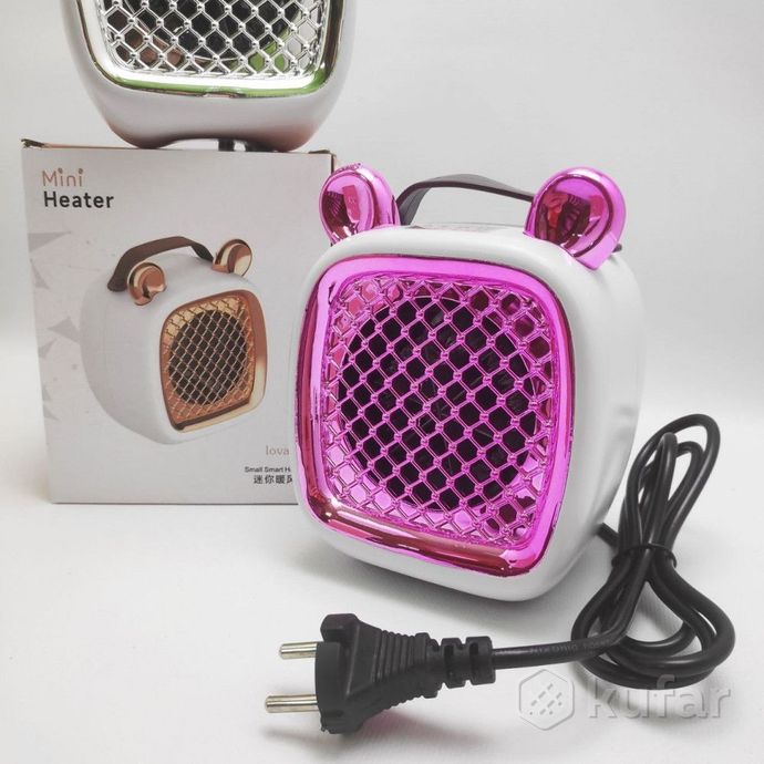 фото миниобогреватель портативный с ушками mini heater розовый 7