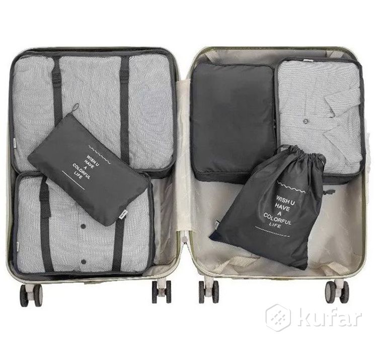 фото дорожный набор органайзеров для чемодана travel colorful life 7 в 1 (7 органайзеров разных размеров) 3