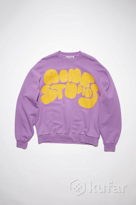 фото свитшот acne studios crew neck bubble logo sweater lilac purple 0