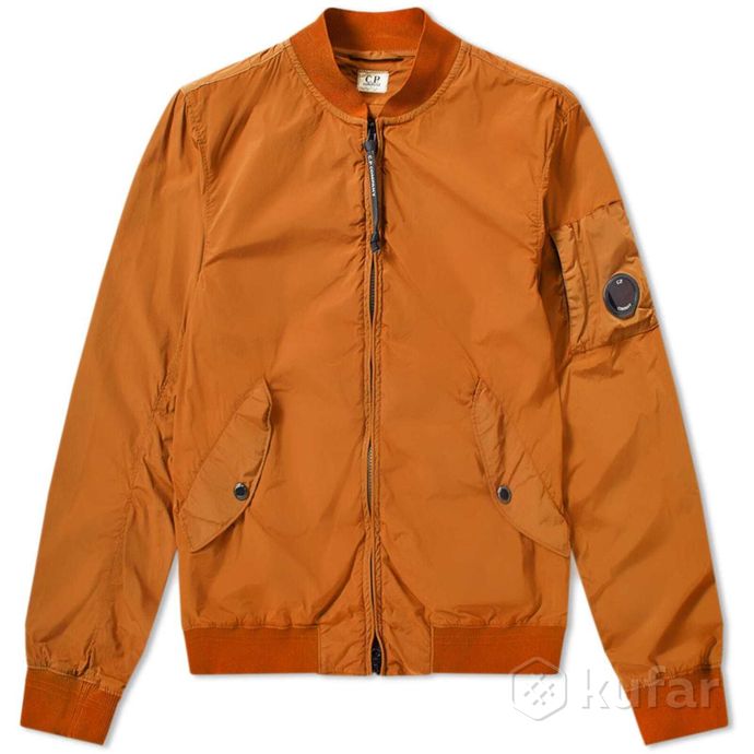 фото бомбер c.p. company nycra arm lens bomber jacket brown.orange.navy 1