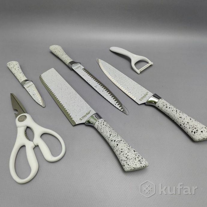 фото набор кухонных ножей из нержавеющей стали 6 предметов zeptep zp-003/ подарочная упаковка 1