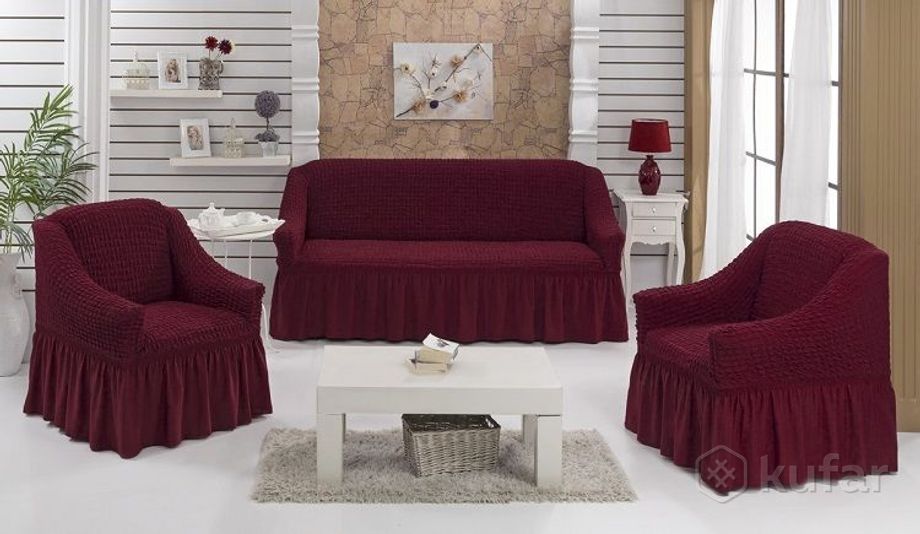 фото чехлы на мебель(  кресла и диваны) с юбкой разные 4