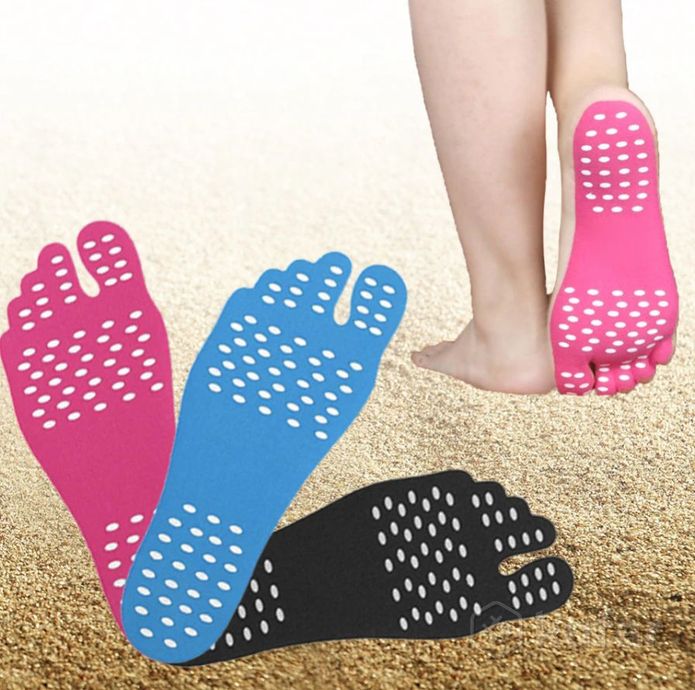 фото наклейки на ступни ног 1 пара для пляжа, бассейна / против песка и скольжения s черный 6