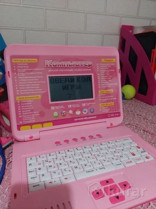 фото детский обучающий компьютер на двух языках 35 функций от сети и батареек  7