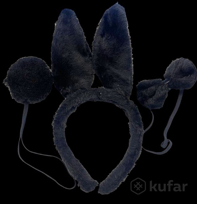 фото набор карнавальный ''ушки зайчика'' (ободок с ушками , хвостик,бабочка) цвет черный 1