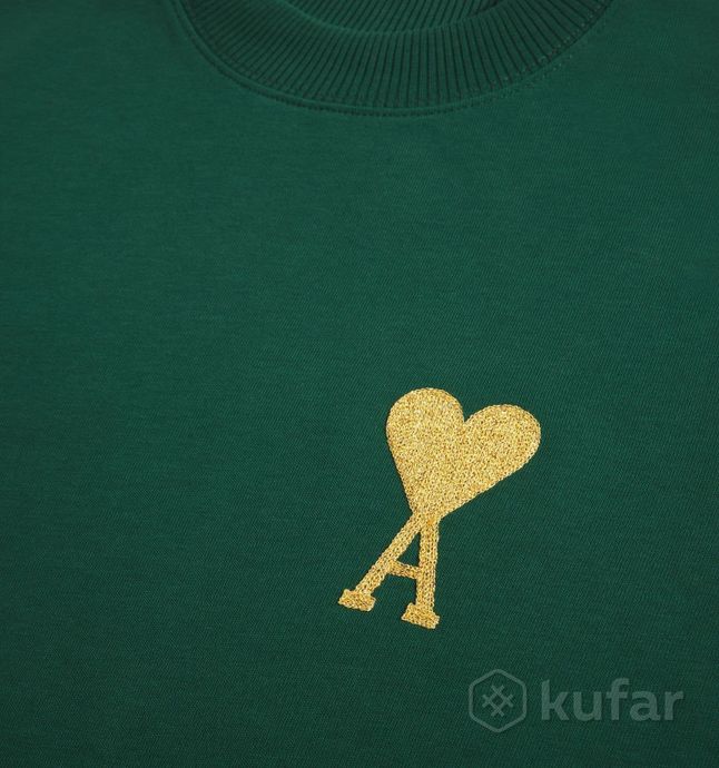 фото футболка   ami paris ami de coeur lurex t-shirt green 4