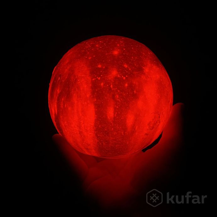 фото светильник ночник 3d луна rgb moon light + пульт  / настольный на деревянной подставке 2